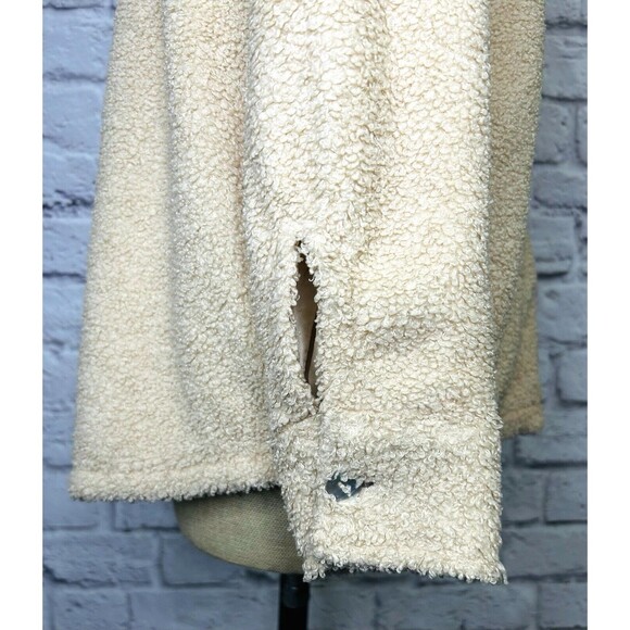 DONNI Womens XS Shacket Teddy Sherpa Button Shirt Jacket‎ Ivory Lined Oversized - Picture 9 of 12